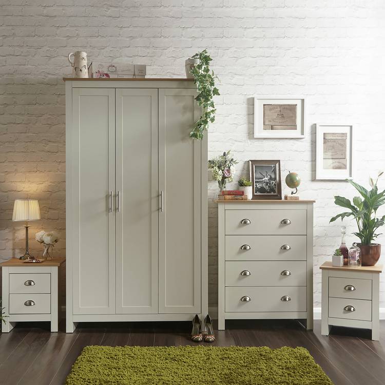 GFW Lancaster 4 Piece 3 Door Wardrobe Set - Cream 0