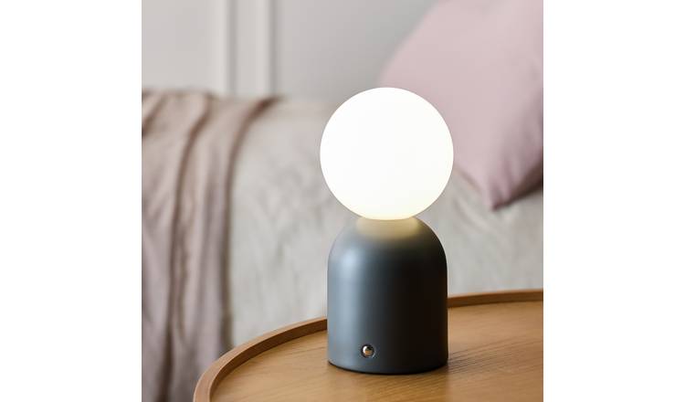 Habitat Steel Opal Ball Rechargeable LED Table Lamp - Black