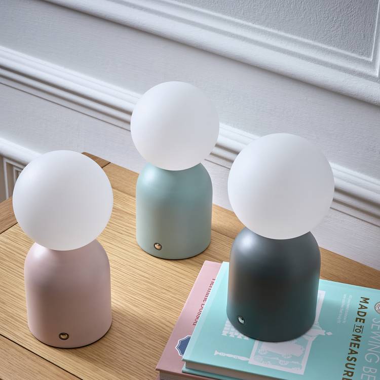 Habitat Steel Opal Ball Rechargeable LED Table Lamp - Black 0