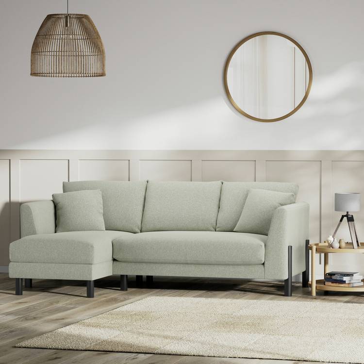 Habitat Aston Left Hand Corner Sofa - Sage Green - Black Leg 0