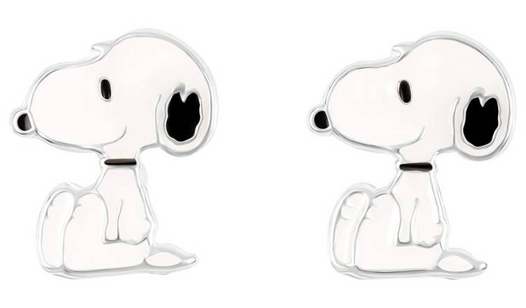 Peanuts Sterling Silver Snoopy Enamel Stud Earrings