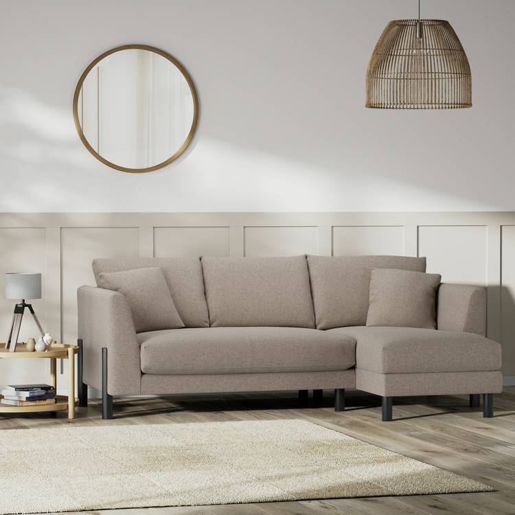 Habitat Aston Right Hand Corner Sofa - Mocha - Black Leg 0