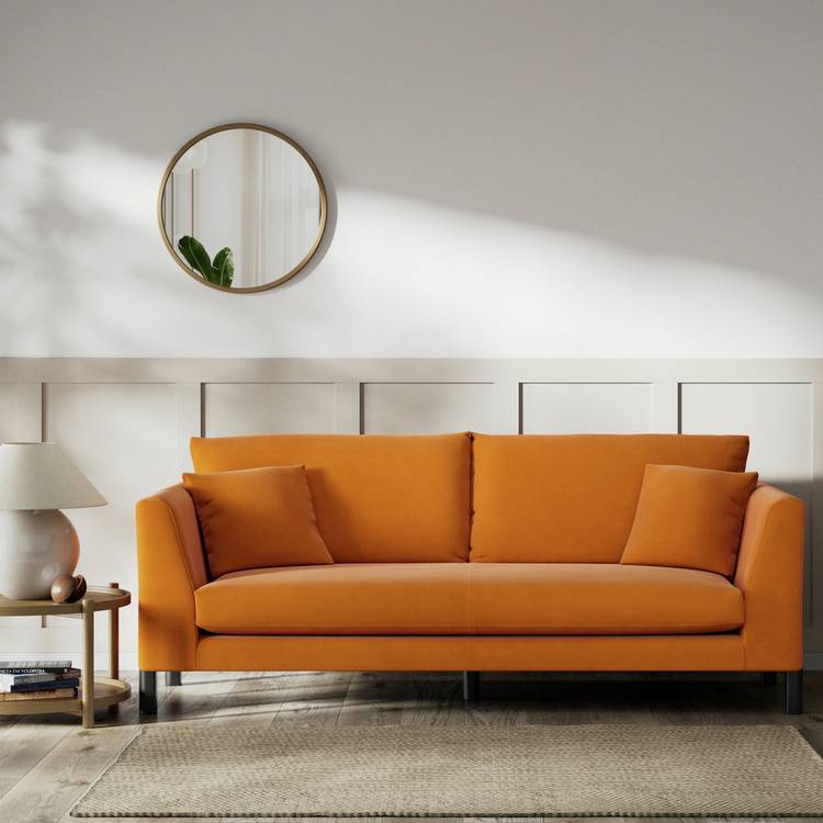 Habitat Aston Fabric 3 Seater Sofa - Orange - Black Leg 0