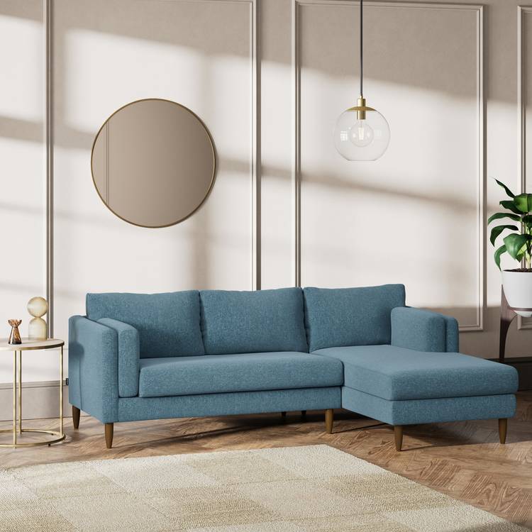 Habitat Newington Right Hand Corner Sofa - Blue - Dark Leg 0