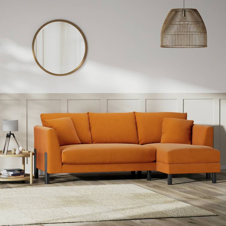 Habitat Aston Right Hand Corner Sofa - Orange - Black Leg 0