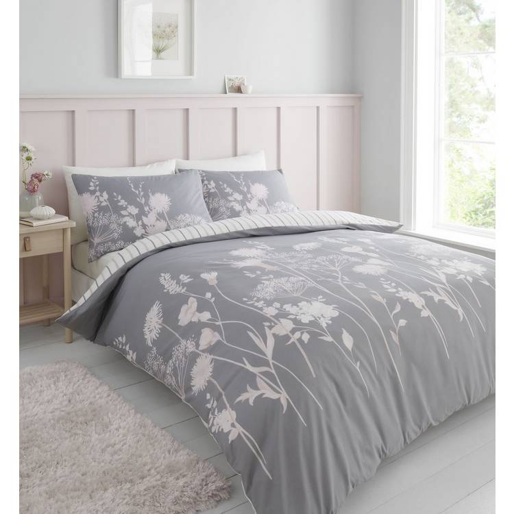 Catherine Lansfield Meadowsweet Grey Bedding Set - Superking 0