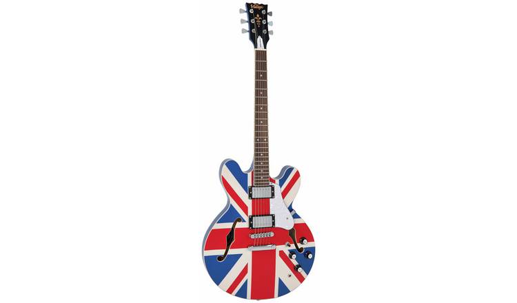Vintage Union Jack Full Size Semi Acoustic Electric Guitar