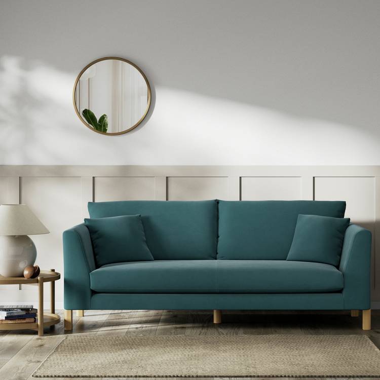 Habitat Aston Fabric 3 Seater Sofa - Teal - Ash Leg 0