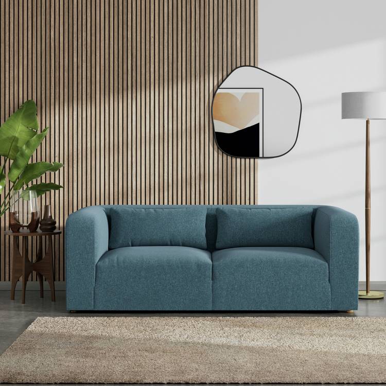 Habitat Lars Fabric 3 Seater Sofa - Blue - Ash Leg 0