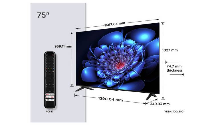 Buy TCL 75 Inch 75P6K Smart 4K UHD HDR DLED TV | Televisions | Argos