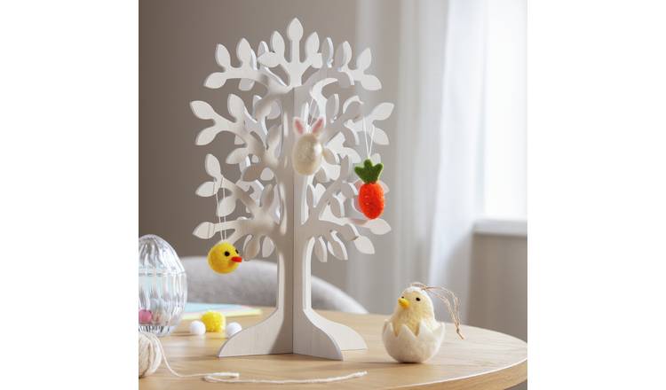 Home White Wooden Tree Easter Decoration