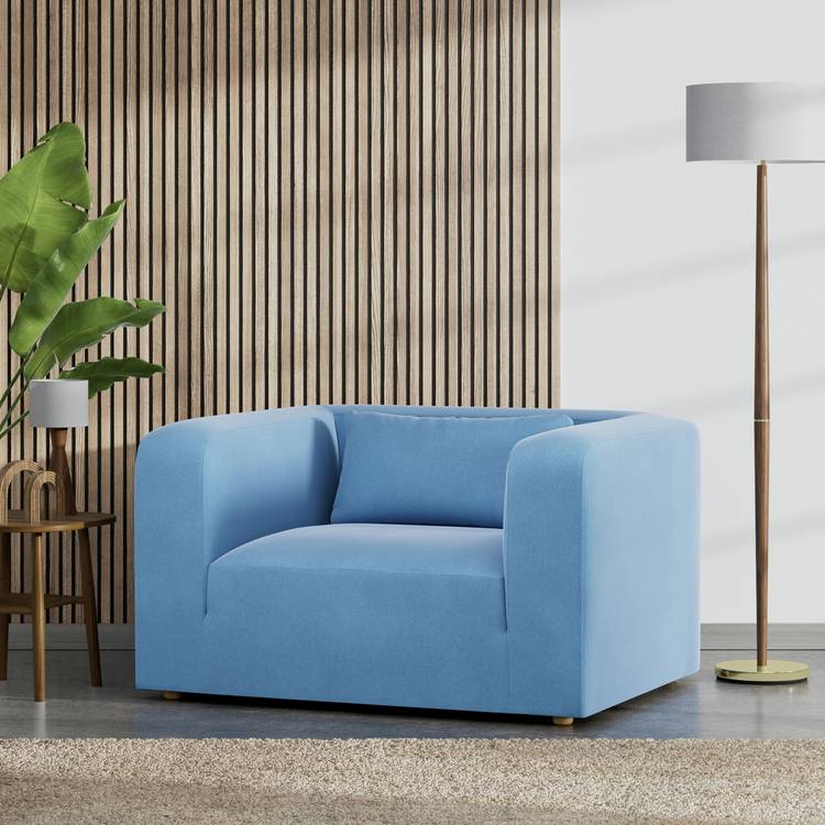 Habitat Lars Velvet Cuddle Chair - Sky Blue 0