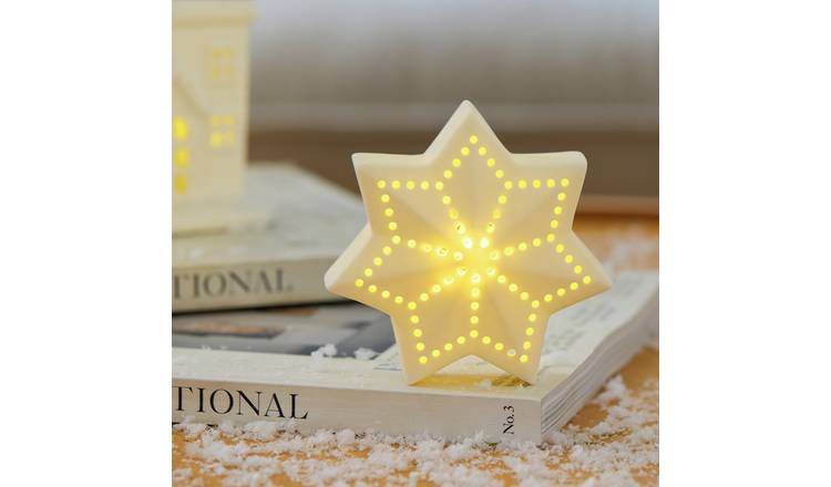 Habitat Light Up White Star Christmas Table Decoration 