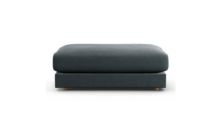 Habitat Ayr Fabric Footstool - Charcoal - Ash Leg
