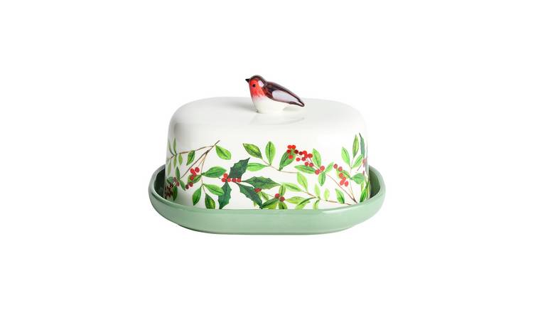 Argos Home 3D Robin Stoneware Butter Dish - Cream