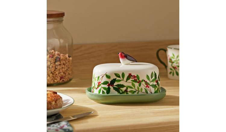 Argos Home 3D Robin Stoneware Butter Dish - Cream