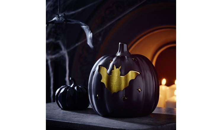 Argos Home Light Up Bat Ceramic Pumpkin Halloween Decoration