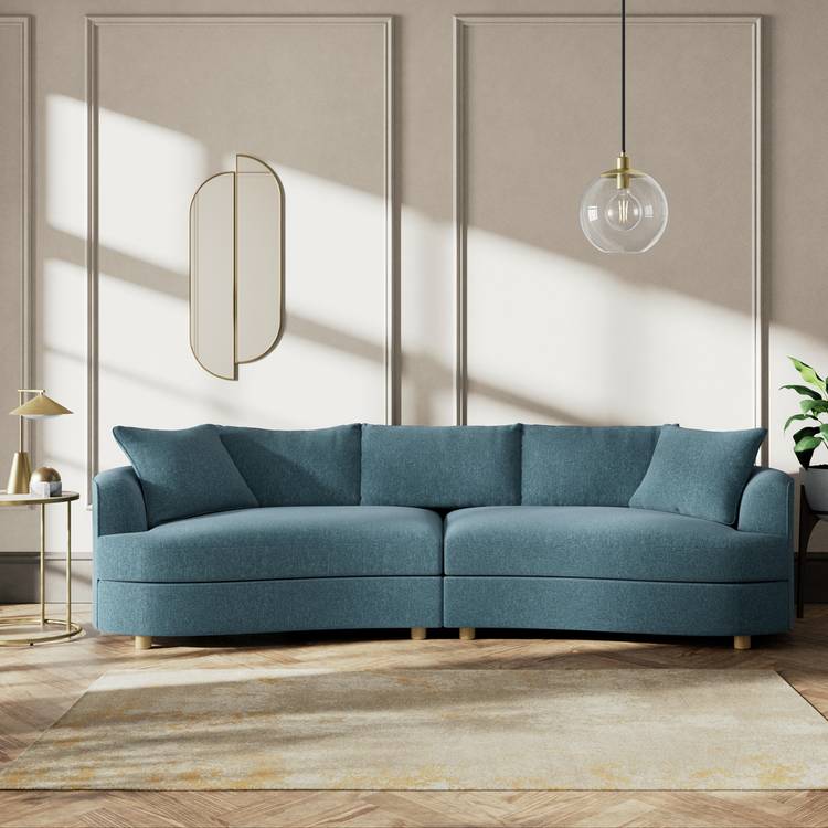Habitat Sacha Fabric 4 Seater Sofa - Blue - Ash Leg 0