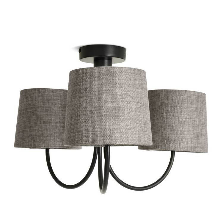 Habitat Metal 3 Light Flush Ceiling Light - Black & Grey 0