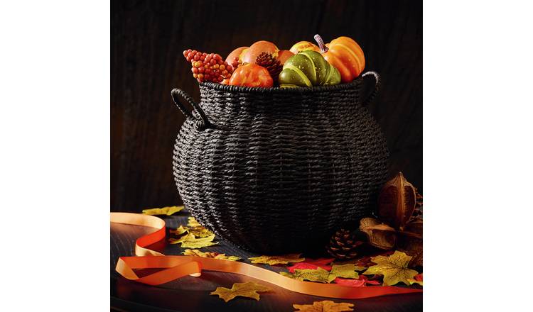 Home Black Woven Cauldron Basket Halloween Decoration
