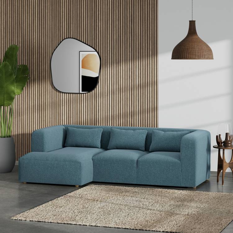 Habitat Lars Left Hand Corner Sofa - Blue - Ash Leg 0