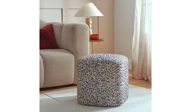 Argos Home Louise Fabric Footstool - Leopard Print