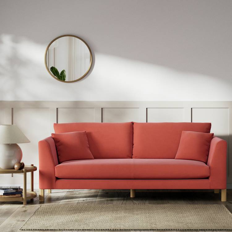 Habitat Aston Fabric 3 Seater Sofa - Papaya - Ash Leg 0