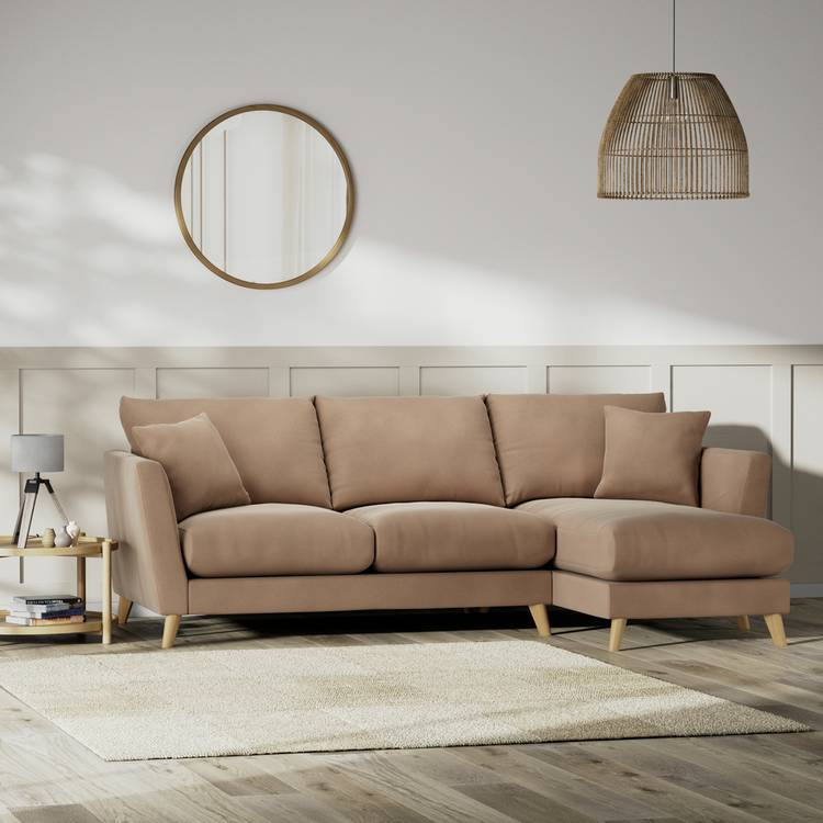 Habitat Lomond Right Hand Corner Sofa - Latte - Ash Leg 0