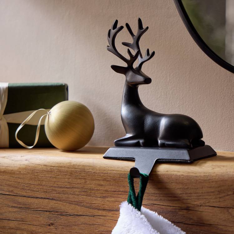 Habitat Black Metal Stag Stocking Hanger 0