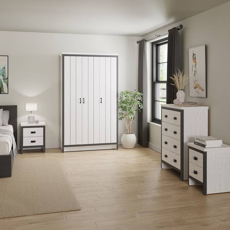 GFW Boston 4 Piece 3 Door Wardrobe Set - White 0