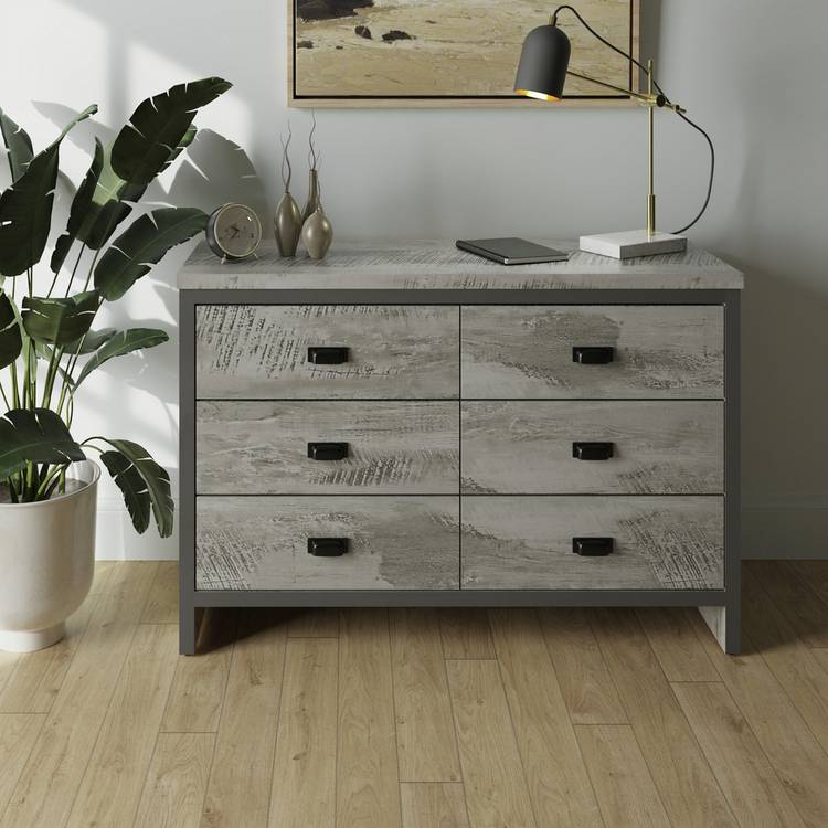 GFW Boston 6 Drawer Chest - Grey 0