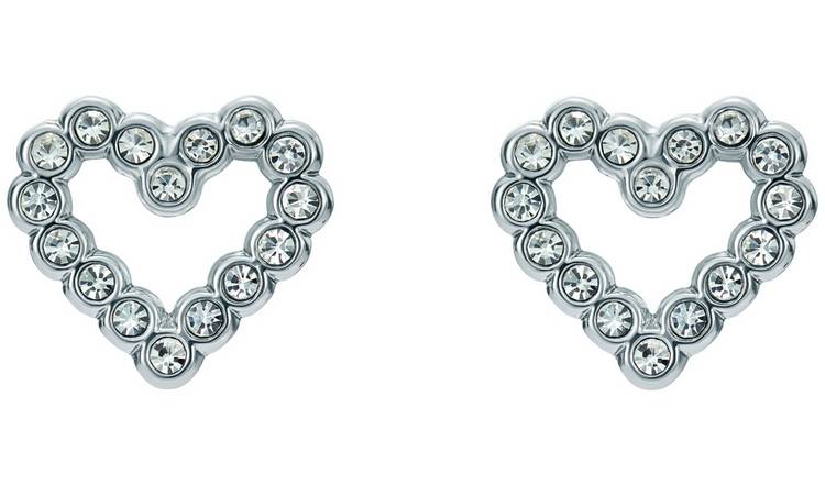 Ted Baker Silver Plated Crystal Halo Heart Stud Earrings