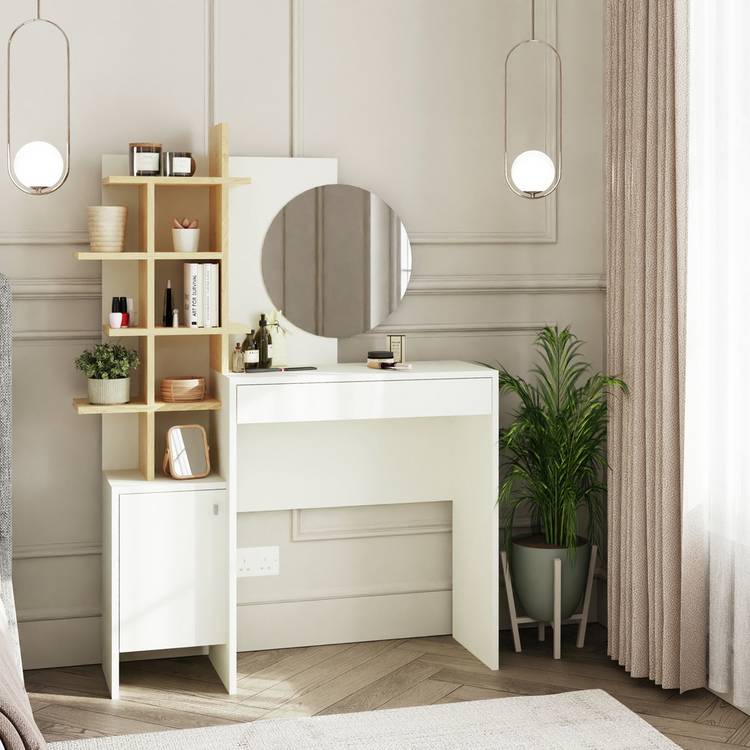 GFW Freyja 1 Drawer Dressing Table - White & Oak 0
