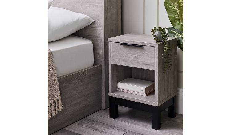 Julian Bowen Bali 1 Drawer Bedside Table - Grey