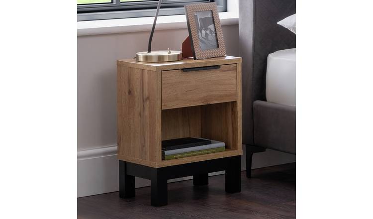 Julian Bowen Bali 1 Drawer Bedside Table - Oak