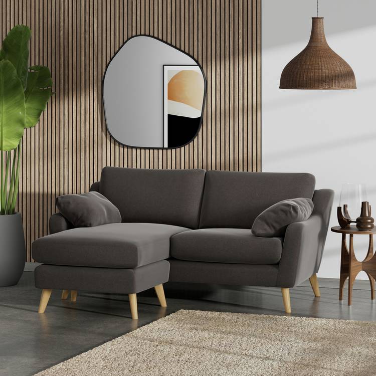 Habitat Ivor Left Hand Corner Sofa - Slate Grey - Ash Leg 0