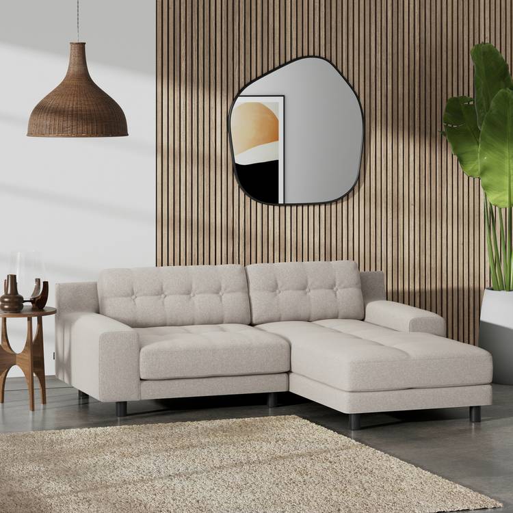 Habitat Hendricks Right Hand Corner Sofa - Stone-Black Leg 0