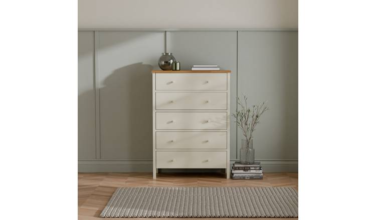 Julian Bowen Coxmoor Wide 5 Drawer Chest - Ivory