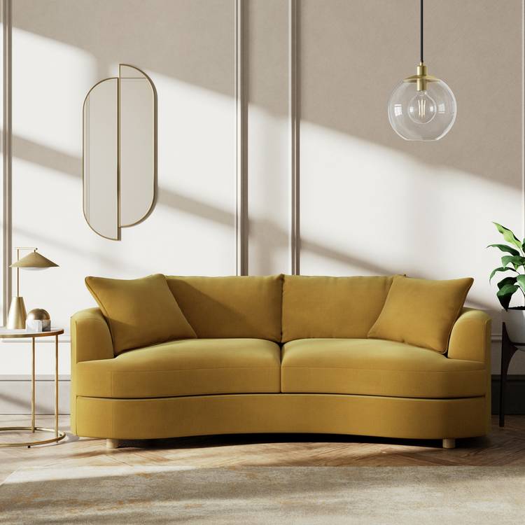 Habitat Sacha Fabric 3 Seater Sofa - Gold - Ash Leg 0