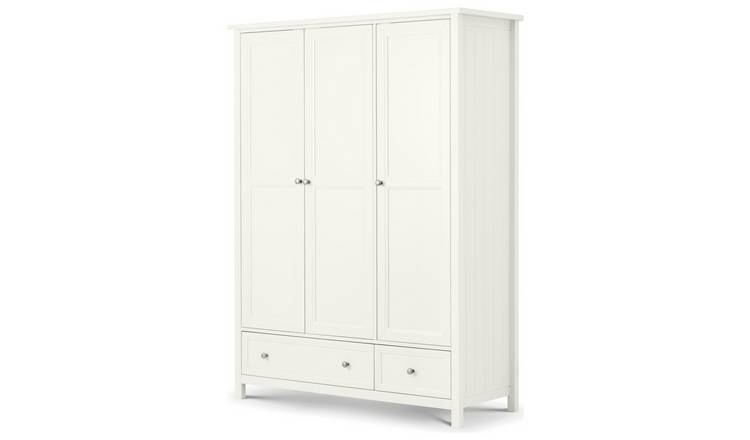 Julian Bowen Maine 3 Door 2 Drawer Wardrobe - White