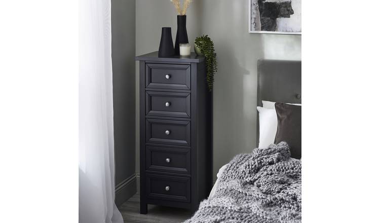 Julian Bowen Maine 5 Drawer Tallboy - Anthracite