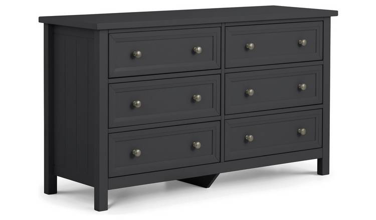 Julian Bowen Maine Wide 6 Drawer Chest - Anthracite