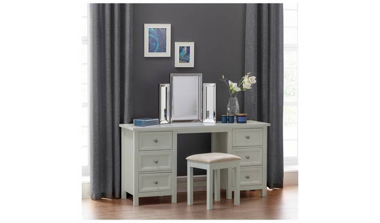 Julian Bowen Maine 6 Drawer Dressing Table - Dove Grey