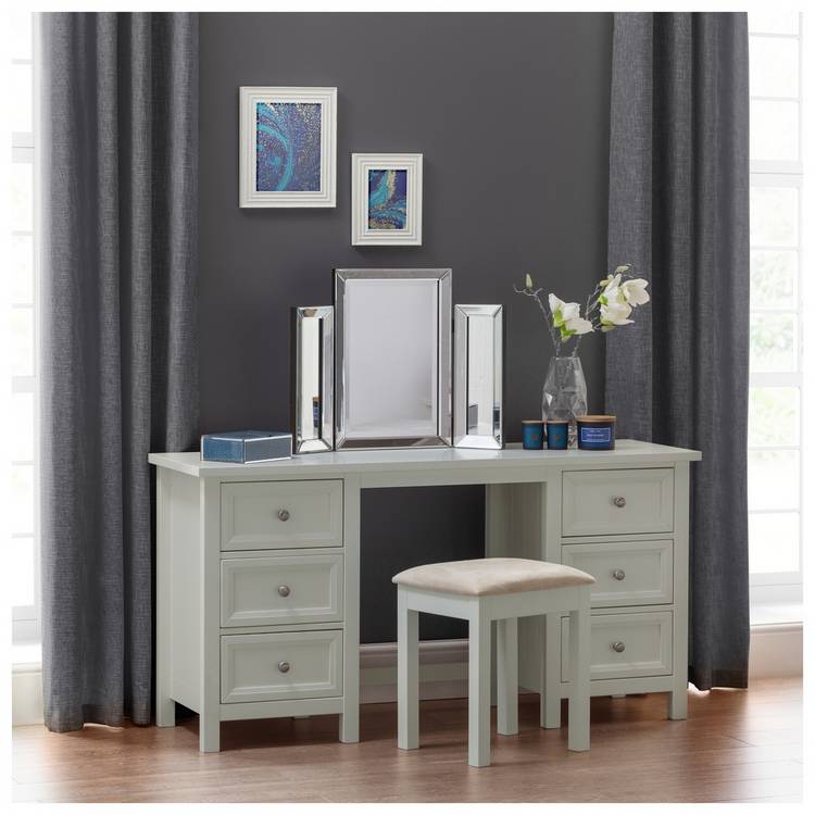 Julian Bowen Maine 6 Drawer Dressing Table - Dove Grey 0