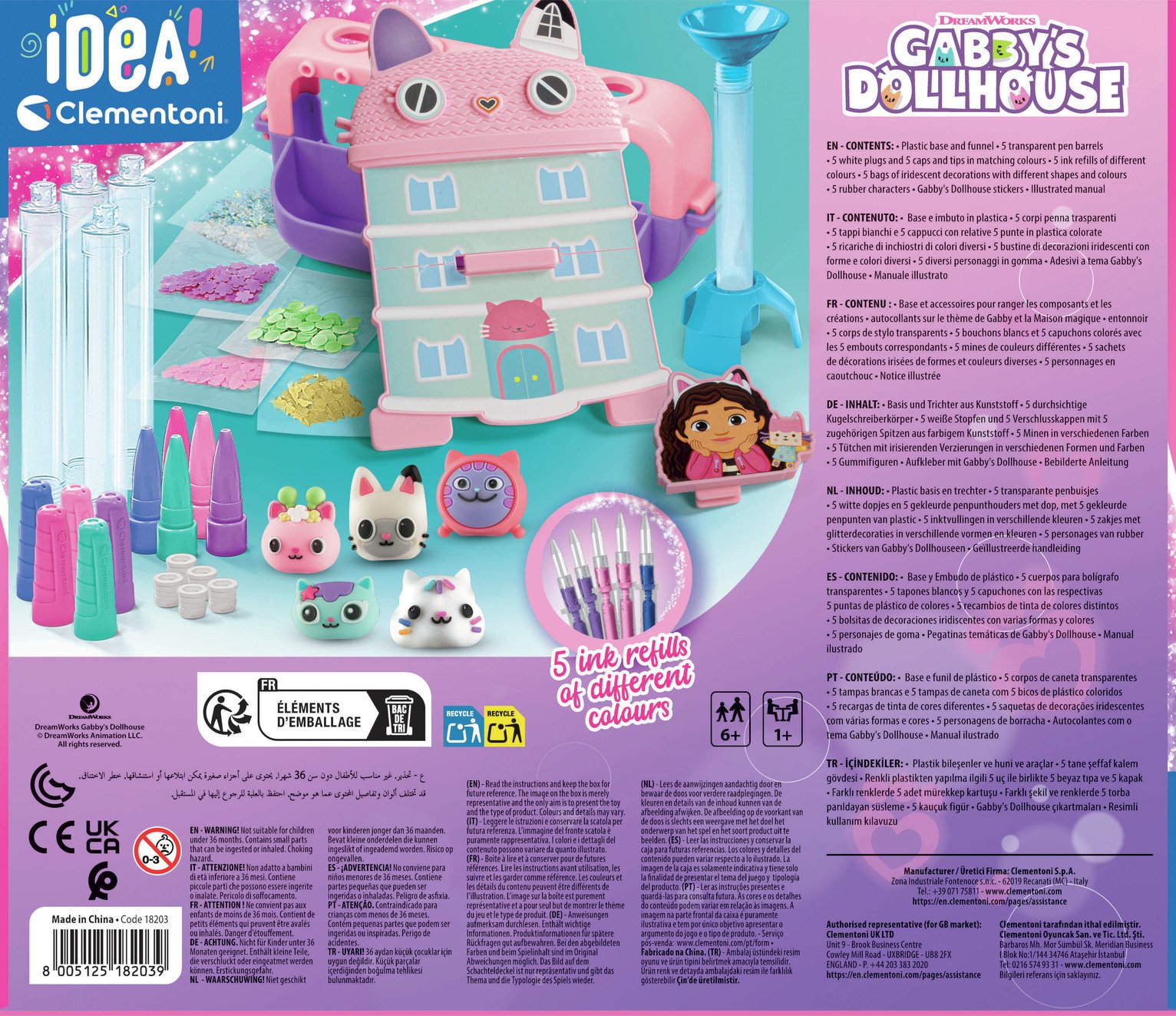 Gabby's Dollhouse – Lot De 12 Tampons Auto-encreurs, Motifs Personnages, Créativité Enfants, Cadeau Fan