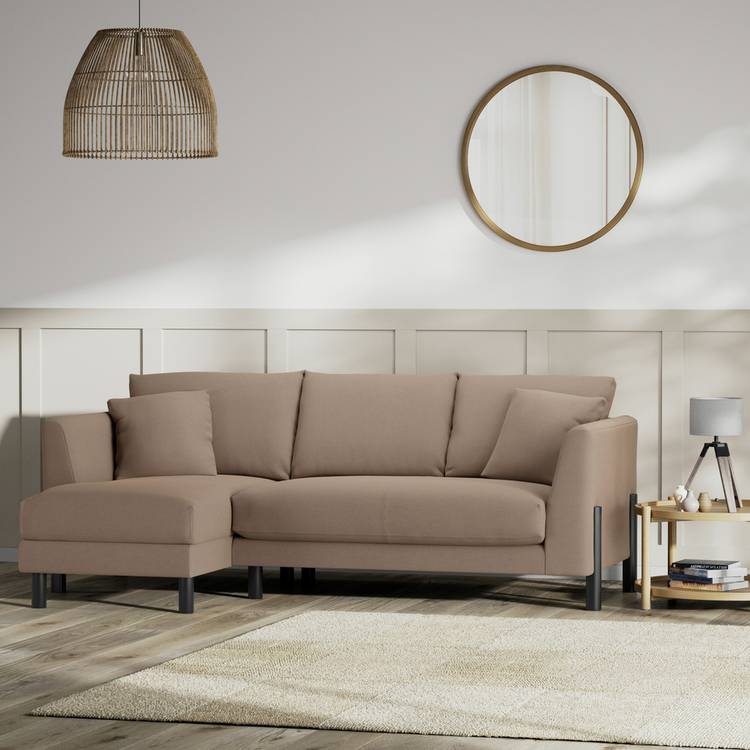 Habitat Aston Left Hand Corner Sofa - Biscuit - Black Leg 0