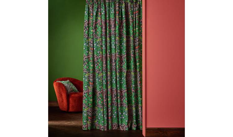 Habitat x Morris & Co. Blackthorn Curtain Green - 229x168cm