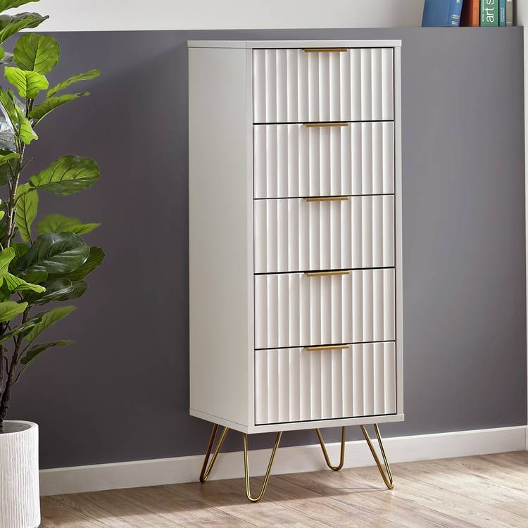 Julian Bowen Murano 5 Drawer Tallboy - White 0
