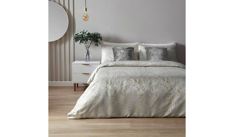 Paoletti Swirling Marble Beige Bedding Set - Double