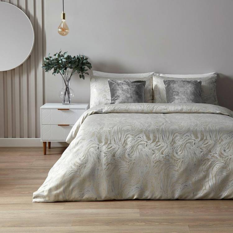 Paoletti Swirling Marble Beige Bedding Set - Double 0